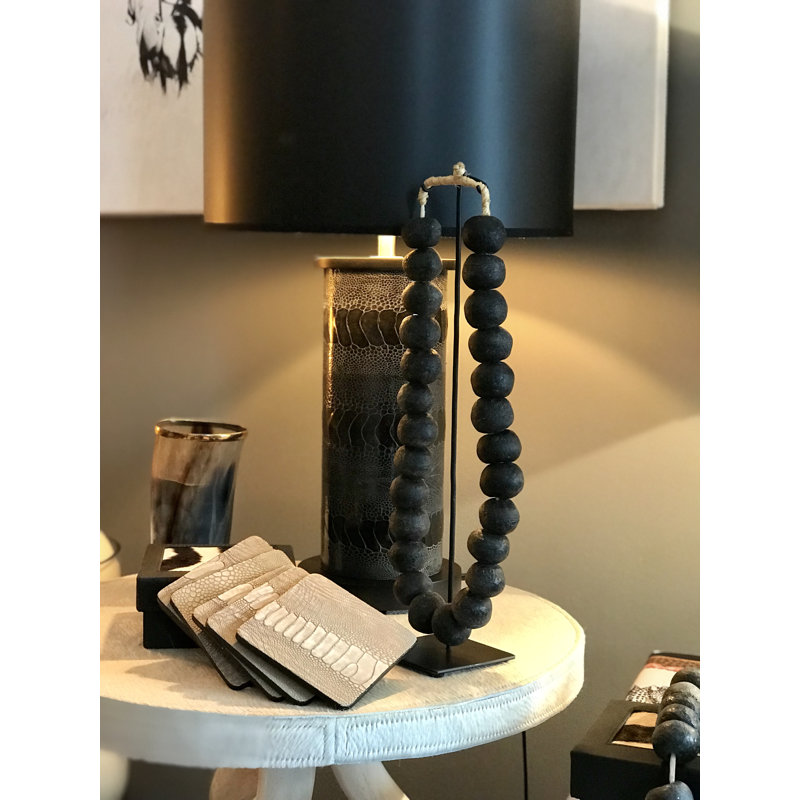 Single Glass Beads Sculpture, Black