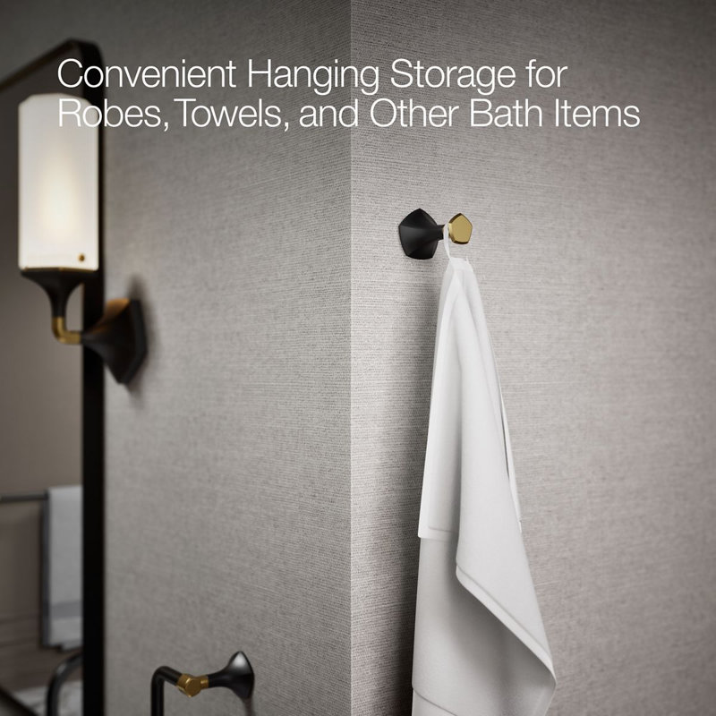 Occasion® Wall Mounted Robe Hook, Matte Black/Moderne Brass