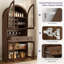 Armoire bar 70 po de hauteur, armoire à vin de style Mid-Century avec portes en verre trempé, porte-bouteilles, tiroir et crochets-133591899
