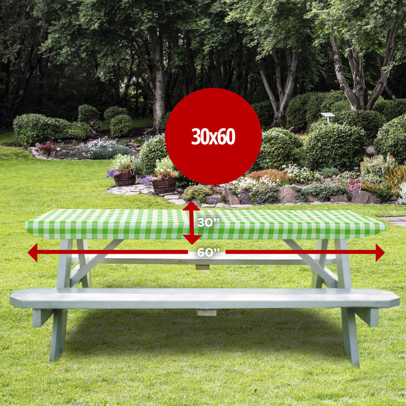 Vinyl Picnic Fited Tableclth Rectangle 48X24 Black, Green, 60" x 30"