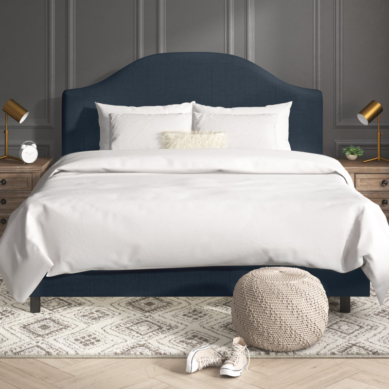 Morris Upholstered Standard Bed, Classic Navy Linen, California King