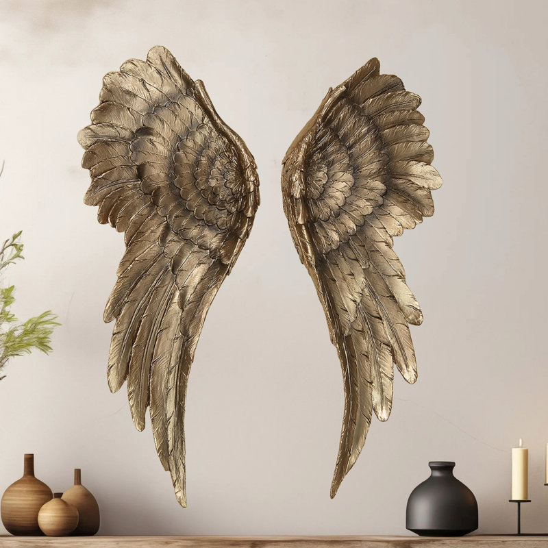 Angel Wings Wall Sculpture, 21.75" H x 8.75" W x 2.25" D, Gold