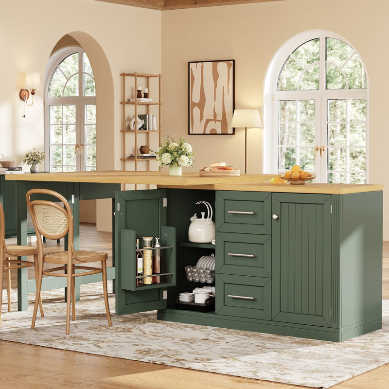 120 cm W Kitchen Island with, Green