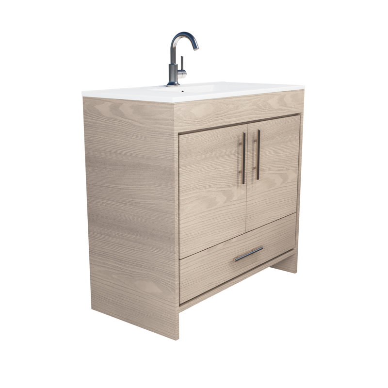 Ensemble de meuble-lavabo simple 36 po Sallisaw, Gris cendré