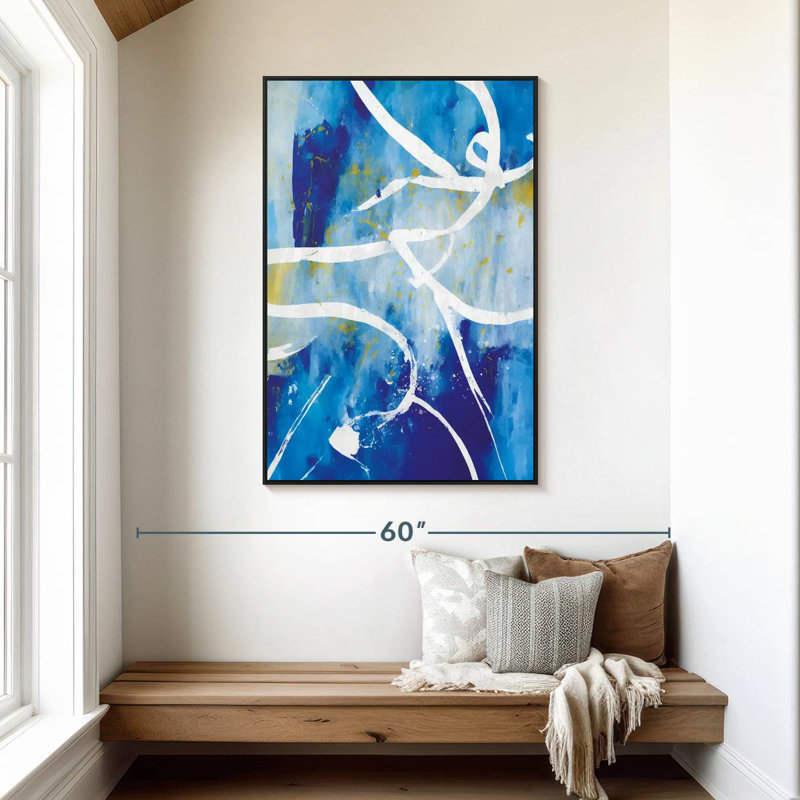 Walley White Gold Splatter, 31" X 46", Floating Frame Black