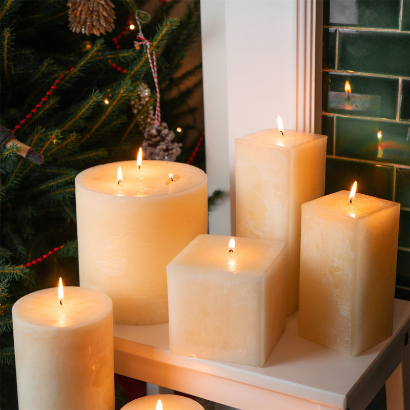 Vanilla Scented Pillar Candle, 20cm H x 7.5cm W x 7.5cm D