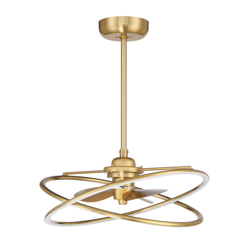 Ozetta 25" LED Fandelier with Remote Control, Brass