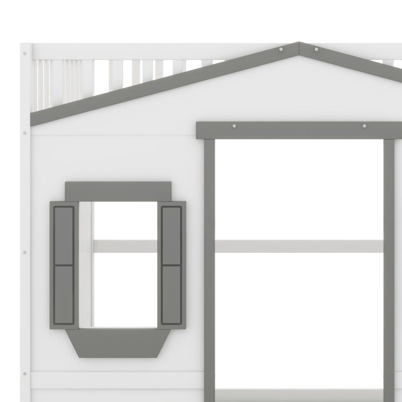 Lit mezzanine avec échelle House, Blanc / Gris