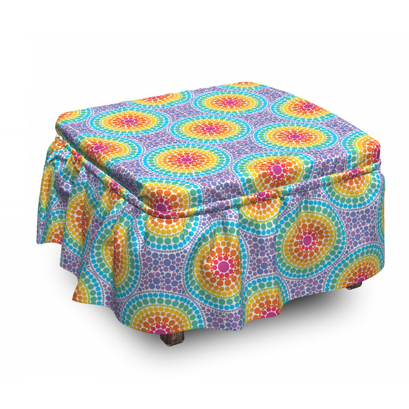 Housse pour repose-pieds cercles arc-en-ciel