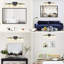 4 - Applique murale en cristal, fer noir, éclairage rétro pour la salle de bain et le couloir, écoénergétique, facile à installer, 4 lumières de style rétro, abat-jour en cristal, mat + doré, comptoir de meuble-lavabo, économie, installation