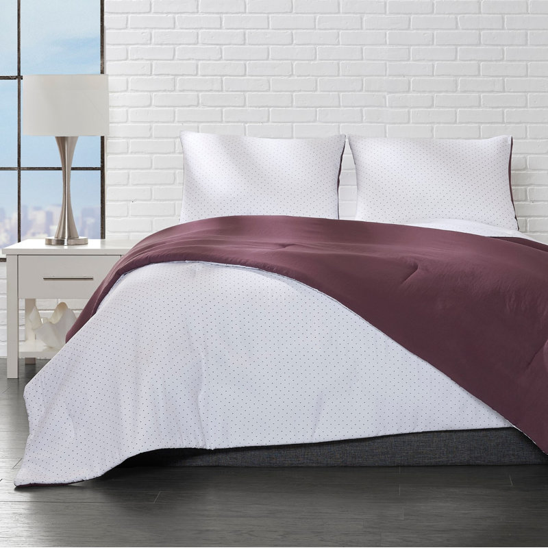 Polyester Dots Comforter, Full, Eggplant