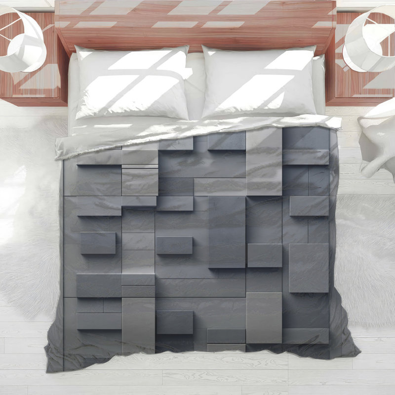 Édredon géométrique à blocs gris, Twin