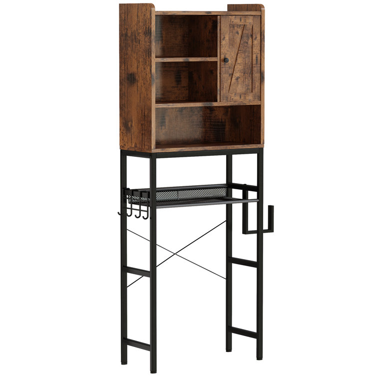 4-Tier Over The Toilet Storage Cabinet Freestanding Bathroom Organizer Over  Toilet with Adjustable Shelf and Door, Rustic Brown