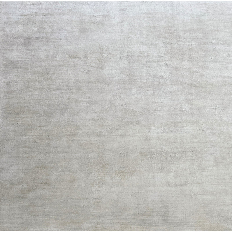 Ivory Solid Wool Silk Blend Rug - 9' x 12'