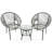 Corrigan Studio 3 Pieces Acapulco Chair Set Wicker Conversation Bistro Set w/ Tempered Glass Table