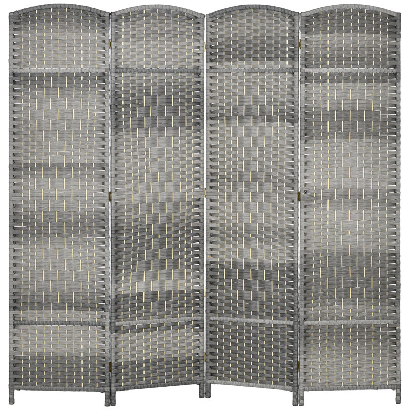 Sharod Panel Solid Wood Folding Room Divider, Gray, 6 panels