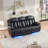 Black Chevron Wave Stitched Faux Leather 3-Seat Manual Recliner Sofa, Three Seat Home Theater Reclining Couch with Blue LED Base Ambient Lighting, Single Side Storage Pocket for Living Room Basement Media Room-929540766
