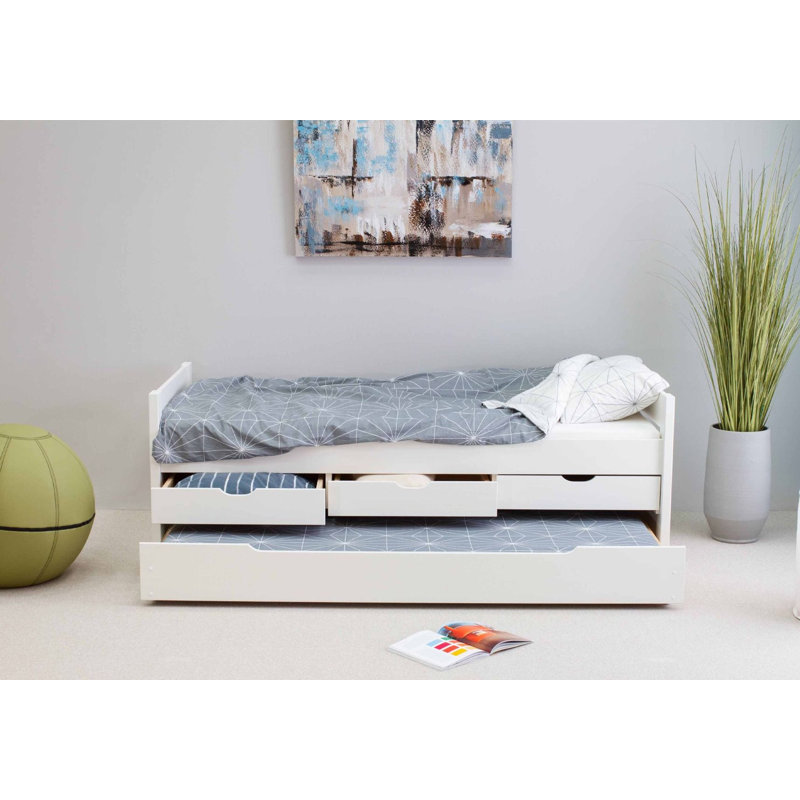 Guylaine Solid Wood Daybed with Trundle Bed, White