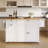 Jamera 60.2"W Kitchen Island with Two Large Storage Cabinets And Drawers, Locking Wheels-707145003