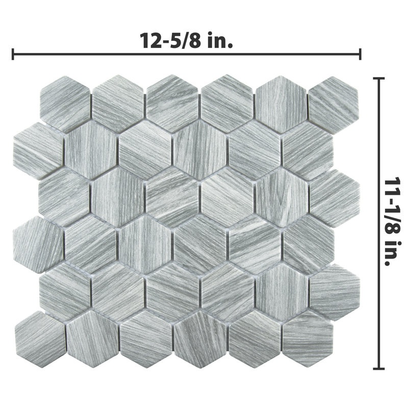 Carreau de mosaïque en porcelaine pour plancher et mur 11-1 / 8 "x 12-5 / 8" Lama, Gris