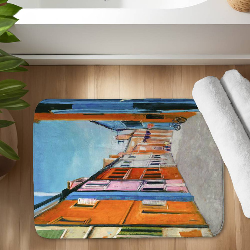 Colorful houses in italy Bath Mat with Non-Slip Backing - Quick Dry Memory Foam Bathroom Rug - Absorbent - Modern Plush Spa-Style - Machine Washable