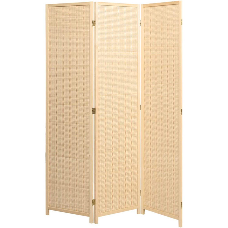 Paravent en bois massif Akridge, 3, Naturel