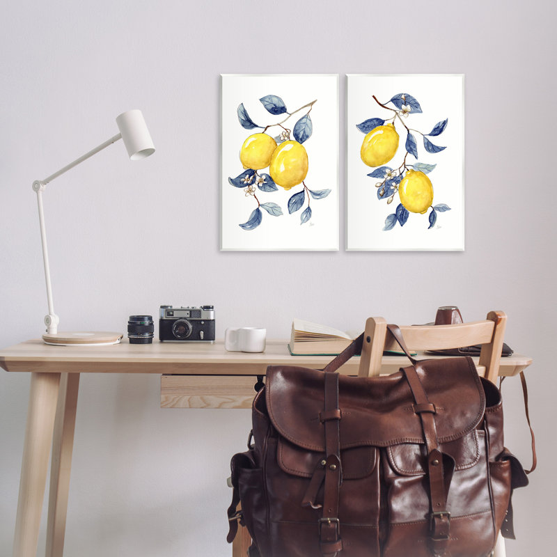 «Budding Lemon Blossoms», ensemble de 2 plaques murales par Nan, H 19 po x l 26 po