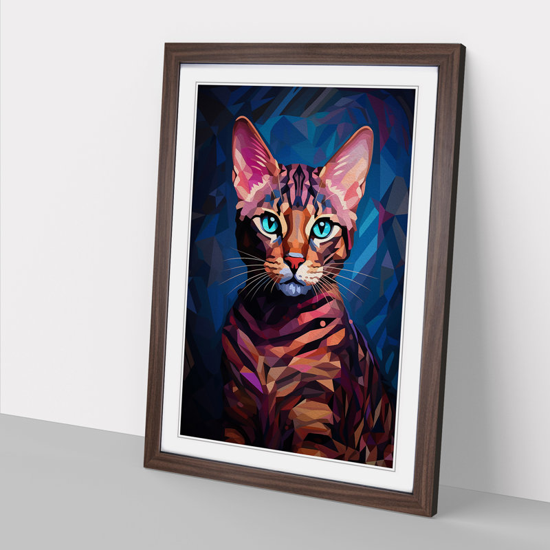 Bengal Cat Futurism No.3 - Framed Print, Walnut Framed, 34cm H x 25cm W x 2cm D