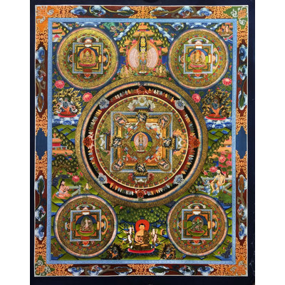 Pancha Mandala Blessed By Lokeshvara (Brocadeless Thangka)