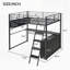 Lit mezzanine en métal avec DEL, bureau et 4 tablettes de rangement-397563961