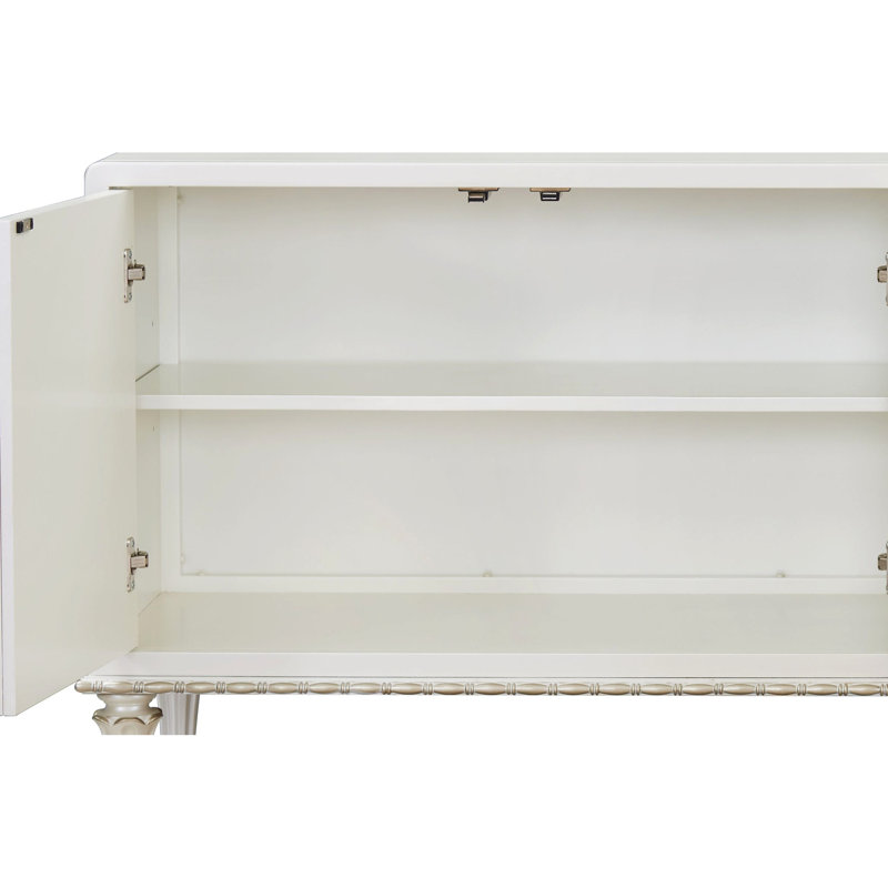 Armoire perlée blanche et argentée Pearl
