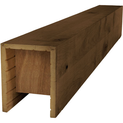 AmeriCraft Wood Resawn Beam, 3-Sided (U-Beam), 7 1/2"W X 3 1/2"H x 120"L, Jacobean Finish, Stain Grade Knotty Alder