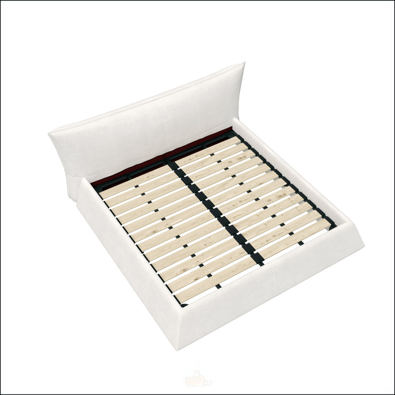 Grand lit plateforme tapissier, Crème, Grand lit