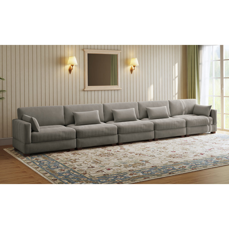 4 Seater Corduroy Corner Sofa , 78cm H x 505.9cm W x 87.9cm D, Camel Corduroy