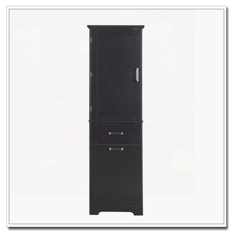 Freestanding Bathroom Storage Cabinet with Drawers and Adjustable Shelf, Black