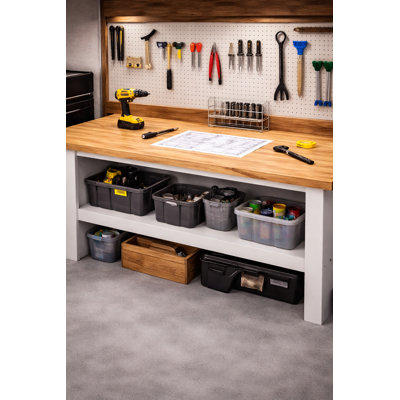 Solid Hevea butcher block workbench