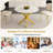 Modern And Simple Round Dining Table With Extendable Blades, Carbon Steel X-Shaped Base, Sturdy And Durable