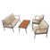 Ensemble de conversation d'extérieur 4 pièces avec coussins et table basse, détails en bois d'eucalyptus et structure en acier