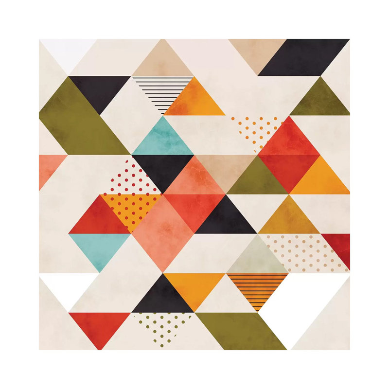 «Geometric Mid Century Triangles» par Ana Rut Bré - impression d'art graphique, H 12 po x l 12 po x P 1,5 po, Toile tendue