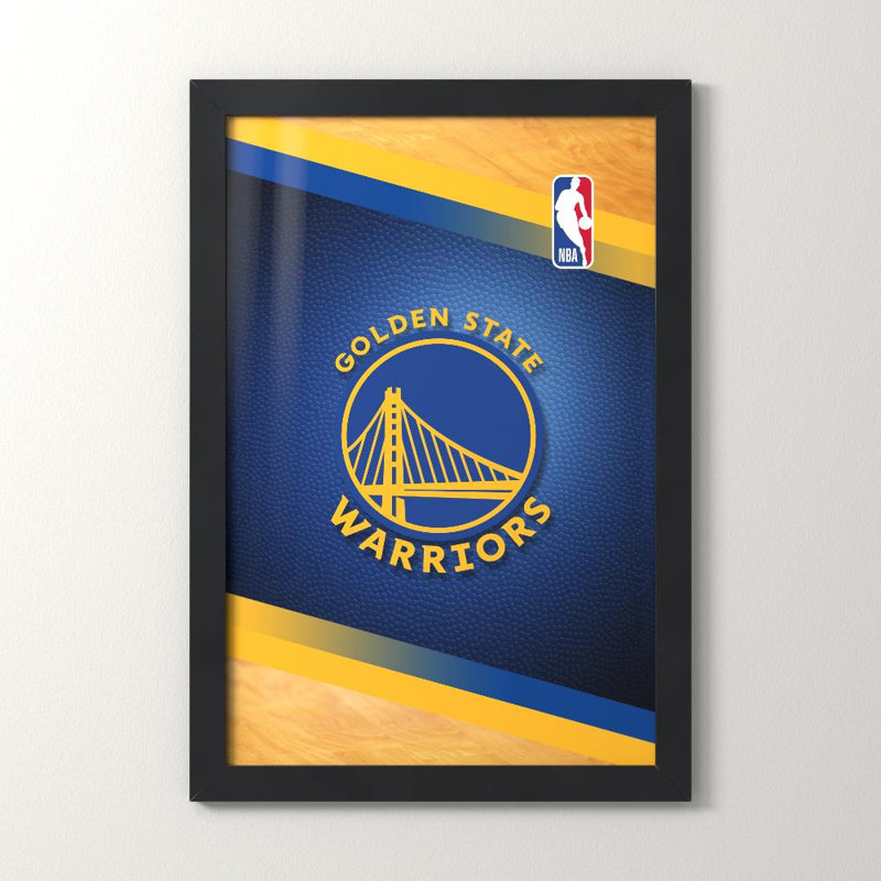 Art mural Golden State Warriors NBA, H 36 po x l 24 po, Acrylique encadré, Noir