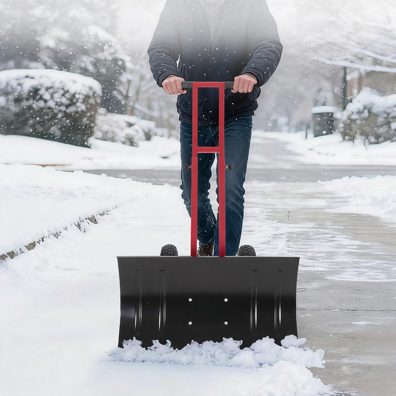 Pelle à neige robuste sur roulettes 29 x 16,5 po avec roues et lame inclinée à 7 positions, 42