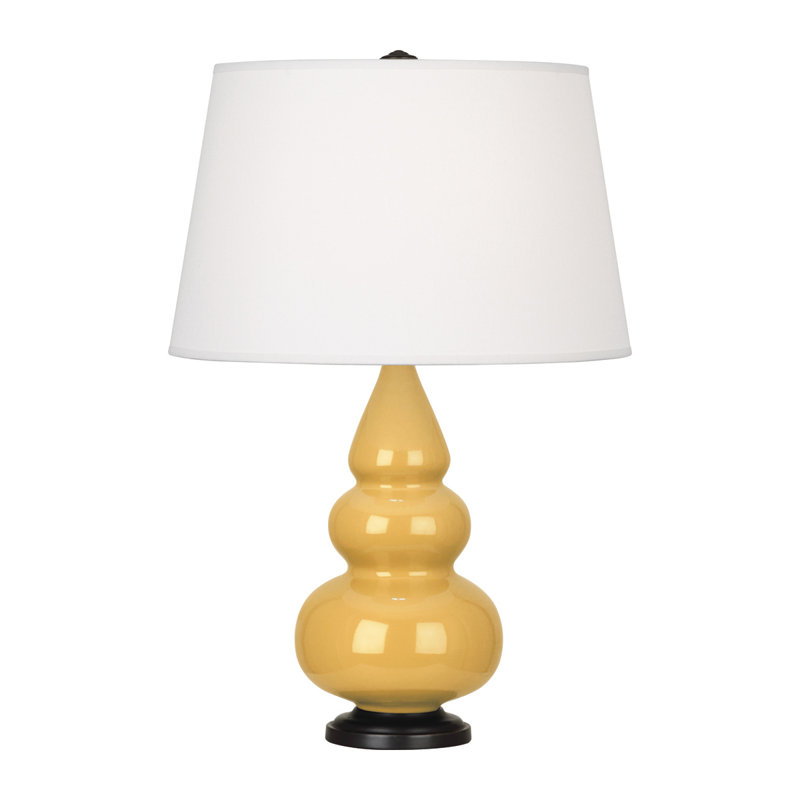 Small Triple Gourd Ceramic Table Lamp, Sunset Yellow/Lucite Base, Lucite Base