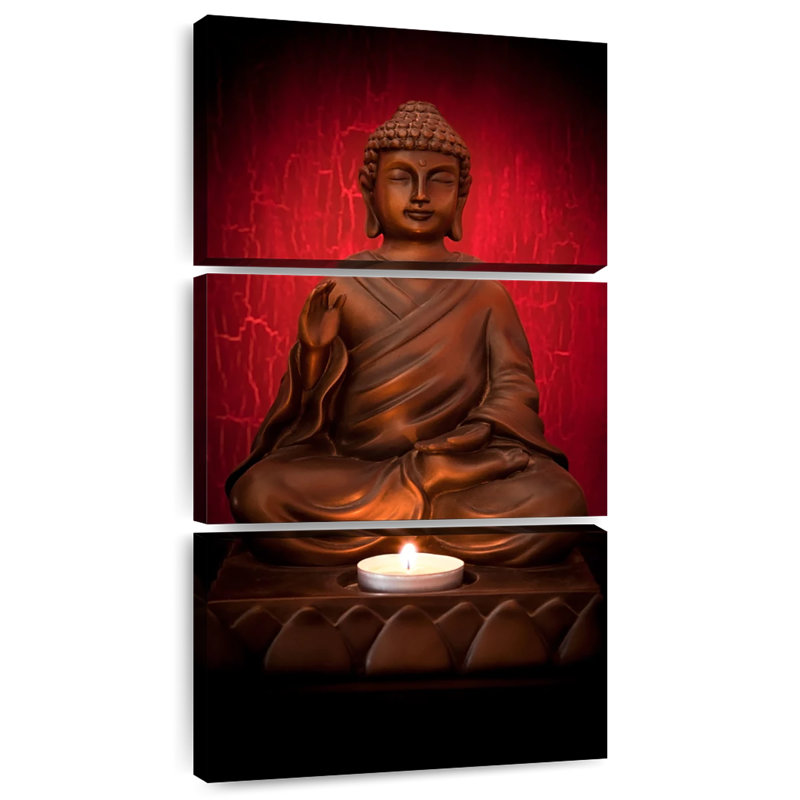 Bougie et Bouddha, H 27 po x l 12 po