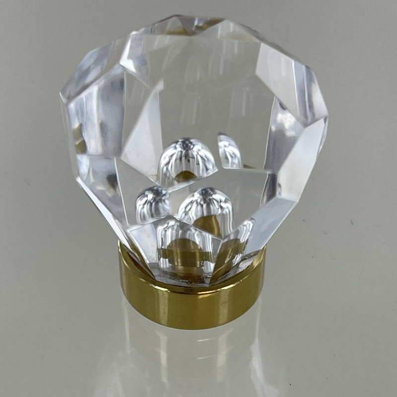 (Paquet de 5) Poignée diamant en acrylique de 1-1 / 8 po avec base, Nickel satiné
