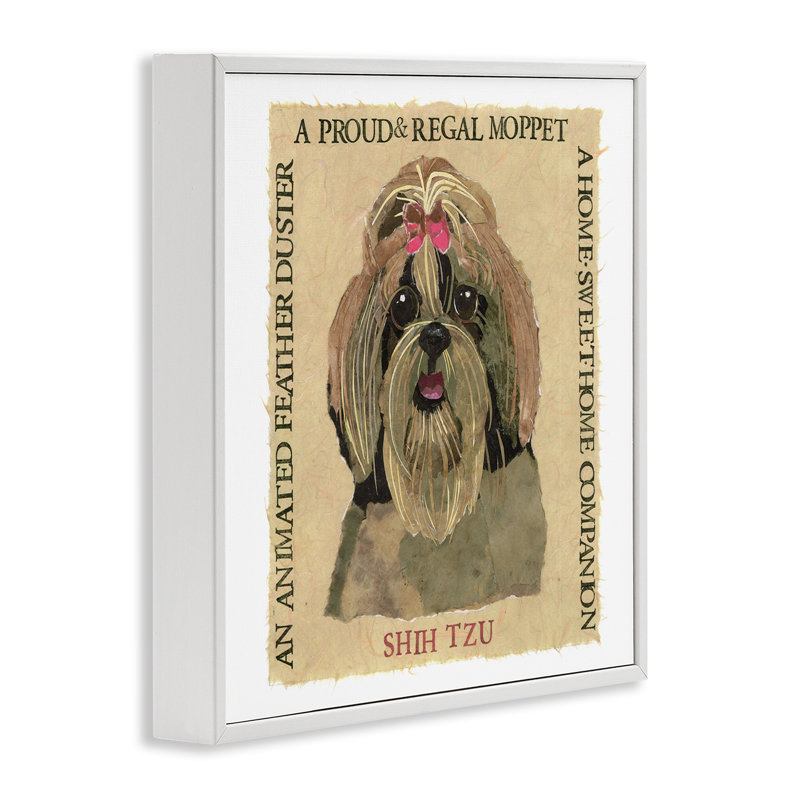 «Fun Shih Tzu Pet», giclée encadrée par Nancy Overton, Estampe numérique encadrée blanc bord de mer, H 17 po x l 17 po