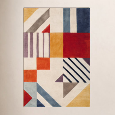 Tripoli Ivory Multi Hand-Tufted Geometric Rug