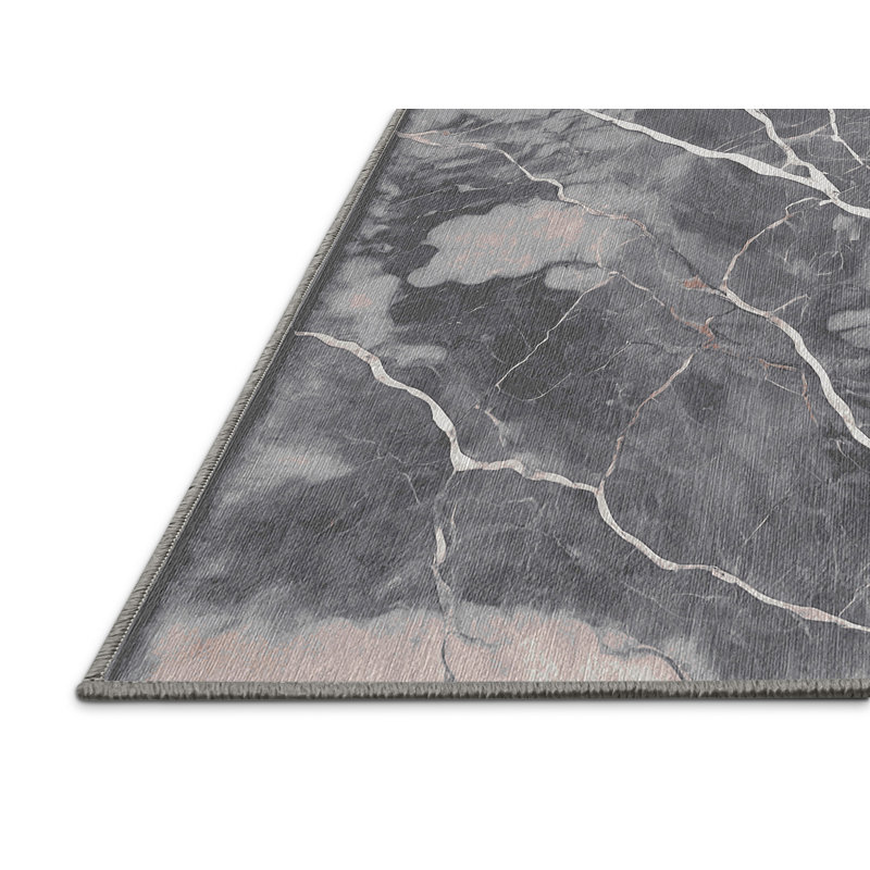 Machine Washable Gray Area Rug, Rectangle 5' x 8'