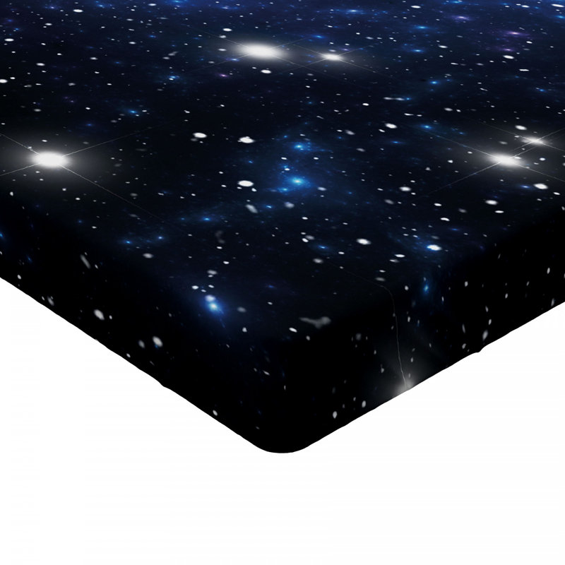 Microfiber Fitted Sheet, Twin Fitted Sheet, Black/Blue Polka Dots