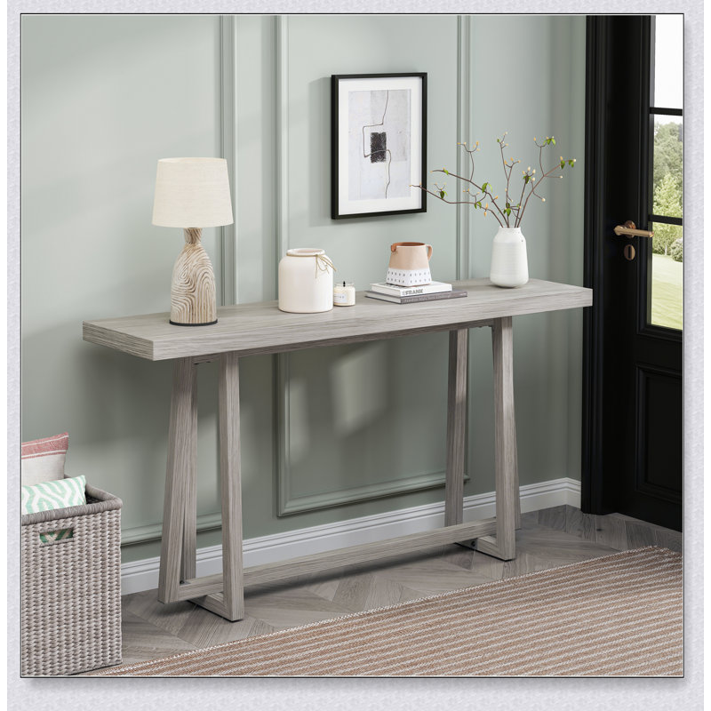Console rectangulaire élégante de 59,84 po, pour une utilisation intérieure et extérieure durable, idéale pour l'entrée, le couloir, le salon et le patio, gris