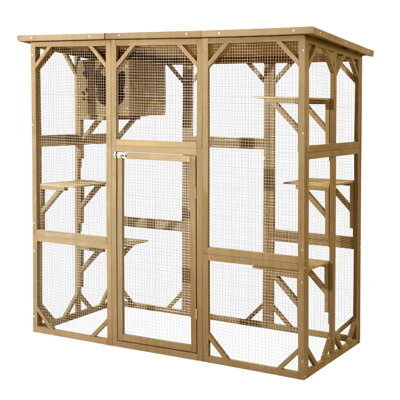 Grand parc extérieur pour chat en bois, enclos